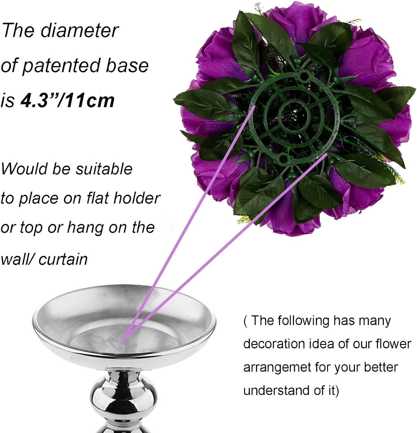 BLOSMON Flower Balls Wedding Rose Centerpieces 10 Pcs Purple Fake Flowers with Base Kissing Balls Decor Artificial Floral Arrangements Flower Bouquet of Roses Home Party Table DIY Decorations