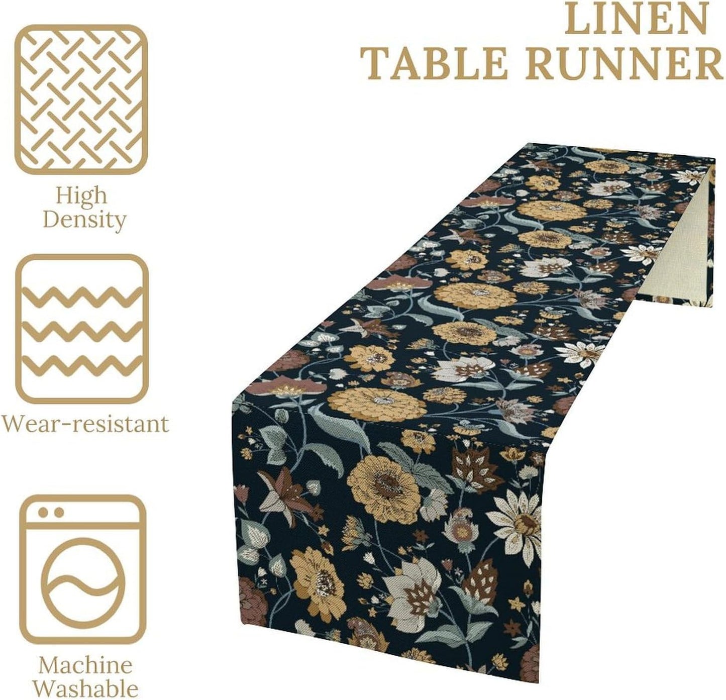 Boho Floral Table Runner Bohemian Floral Vintage Home Kitchen Dining Table Decoration 13x120 Inch 1PCS