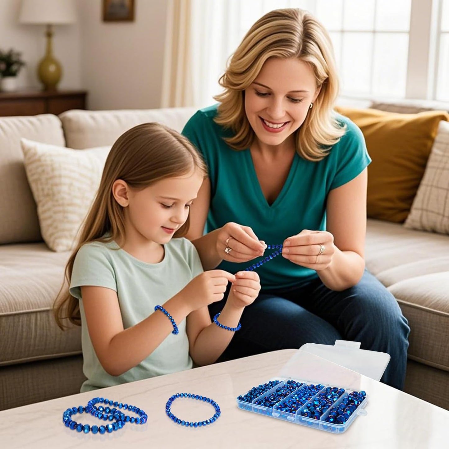 460Pcs 8mm Crystal Glass Beads for Jewelry Making Beads for Bracelets Necklace Pendants Making Supplies(Peacock Blue)