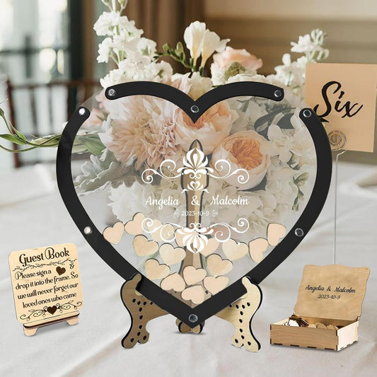 Personalized Wedding Guest Book Alternative Custom Name & Date Guestbook Sign Customized Guest Book Drop Box Decor for Wedding Anniversary Party Birthday(Style 3)