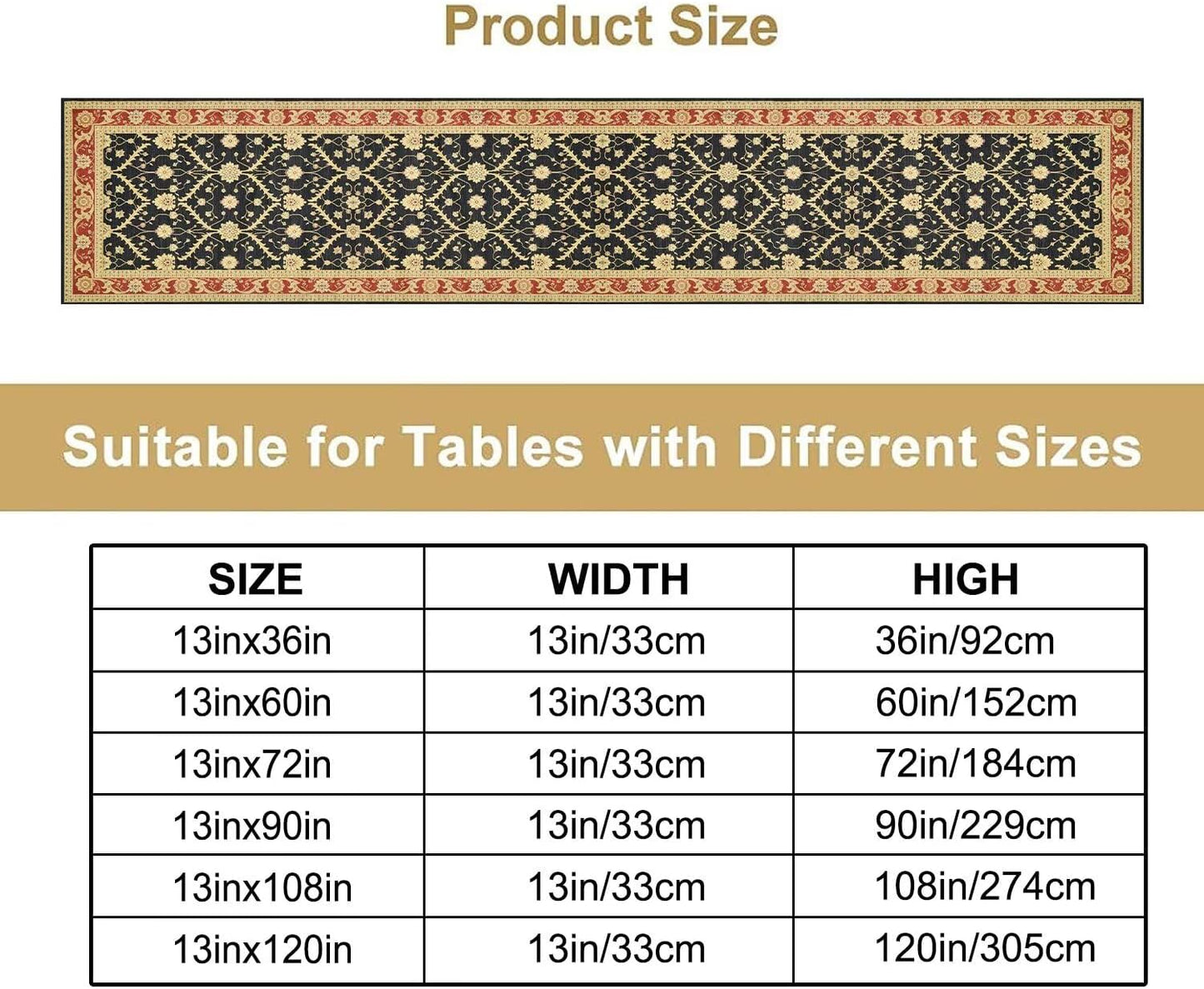 Vintage Morris Floral Table Runner, Boho Rustic Farmhouse Flower Pattern for Home Kitchen Table Decor Dining Coffee Room Party Decor 13x36in