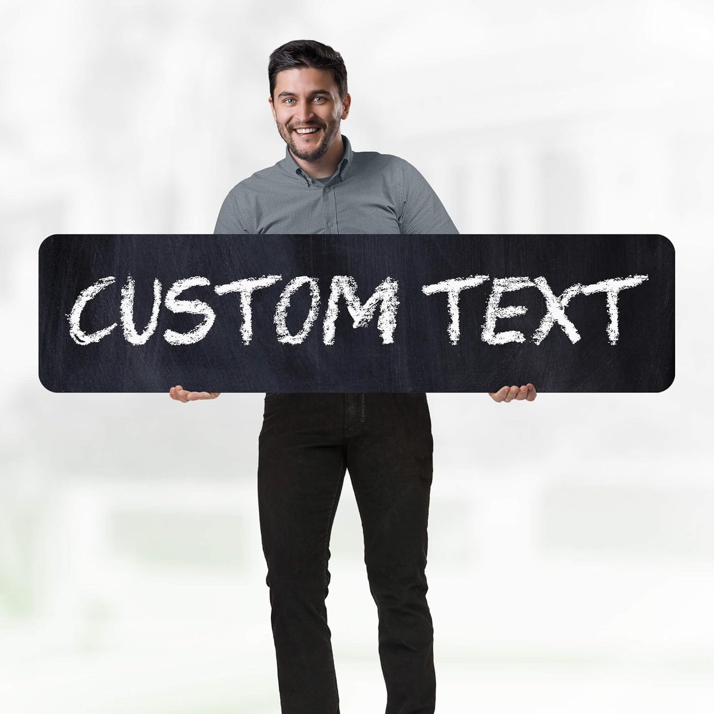 Custom Sign, Custom Street Sign, 11 Font Colors, 13 Font Styles, 4 Hole Options, 22 Sizes, 12x48 Inches, Rust Free DiBound, Fade Resistant, Made in USA by My Sign Center (Chalkboard Black)