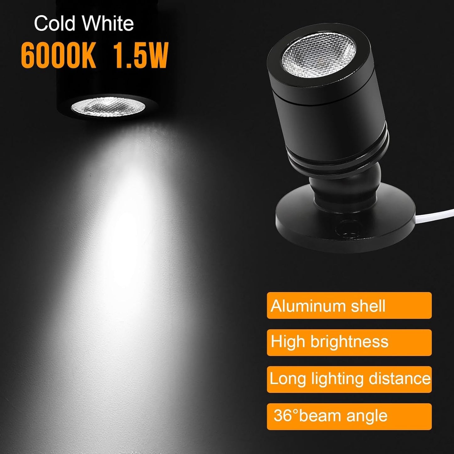 Taysing LED Spot Light Indoor Little Mini Spotlight Accent Lights for Display, Paintings, Pictures, Plants, Jewelry, Shelves, Cabinets, Posters, Showcase(Cold White 4 Pack Dimming&Timing)