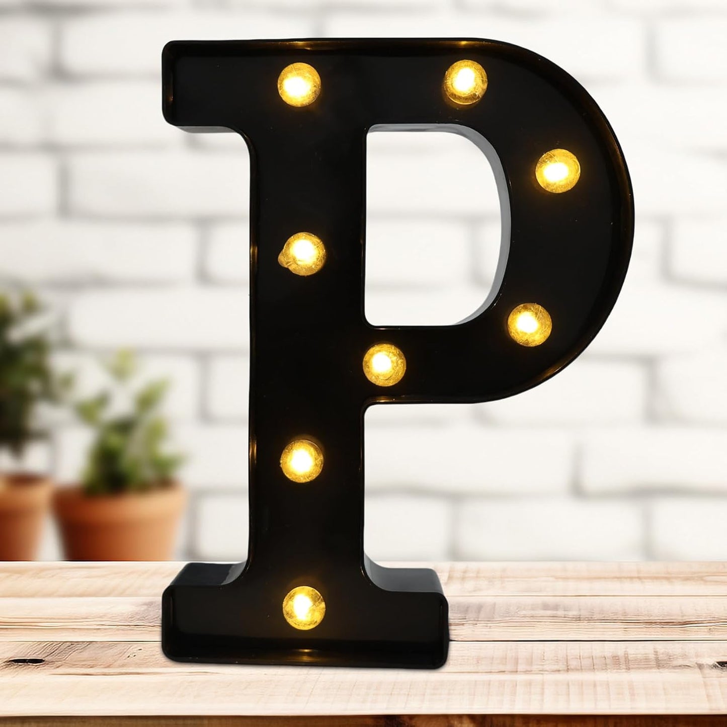 Led Marquee Letters, 8.58 Inch Black Light Up Letters, Small Led Letter Lights, Battery Powered Lighted Letterfor Table, Party, Birthday, Christmas Decor (Black, Letter P)