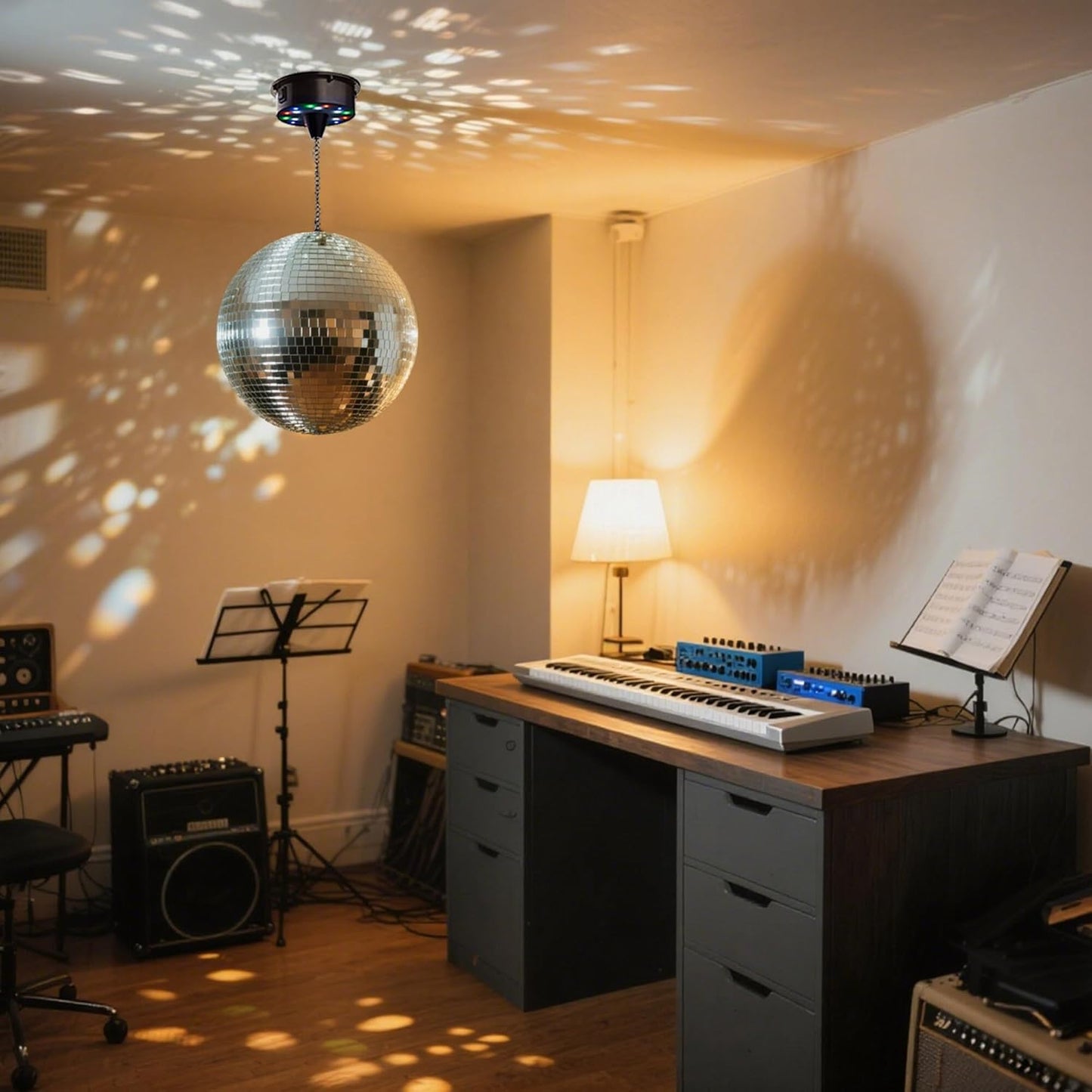 Yescom 12" Large Disco Ball Mirror Big Hanging Glass Decoration for 70s 80s Party Events Wedding DJ Dance Club Bar Stage Lighting Business Holiday Home Decor Silver