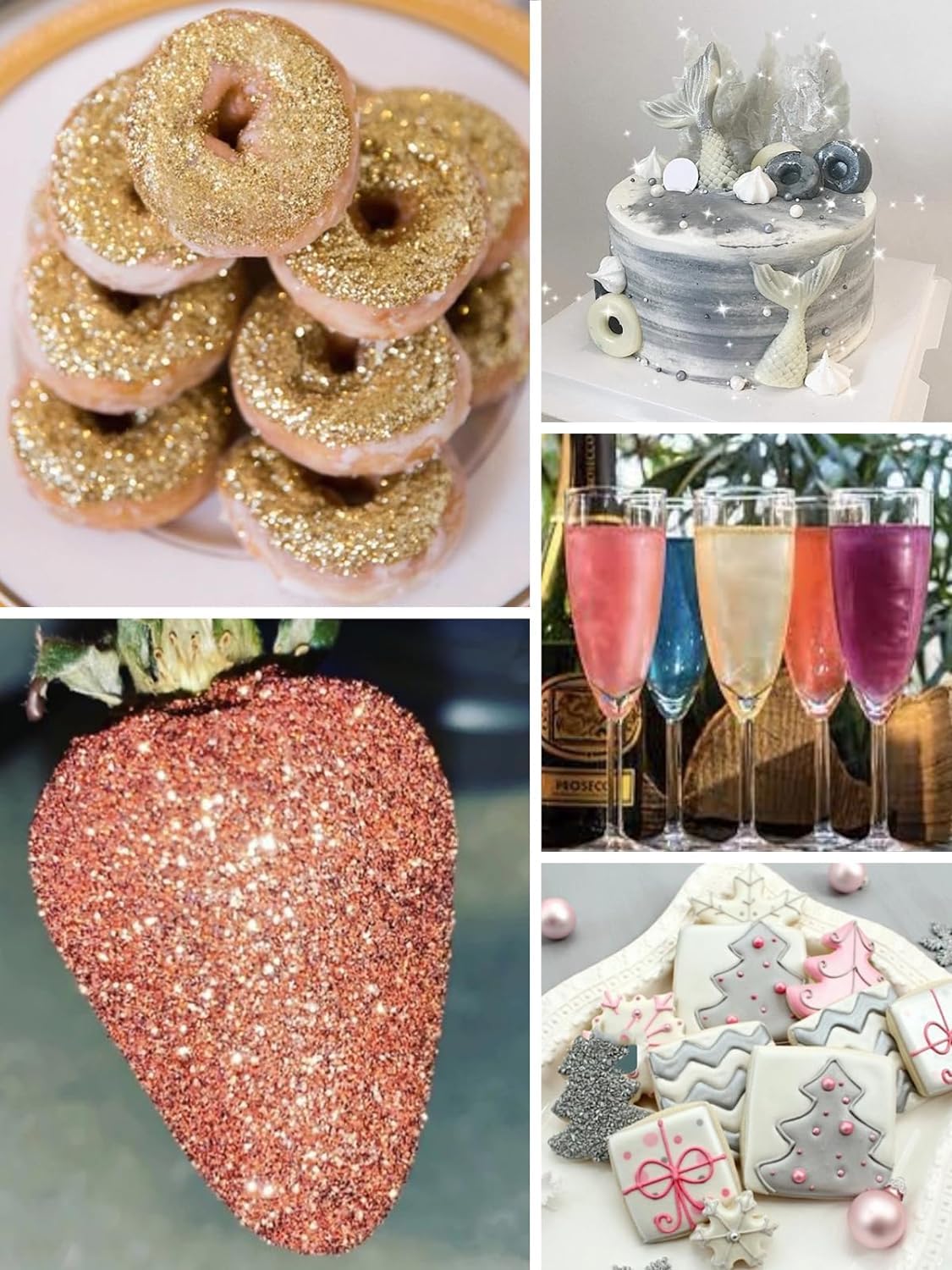 Shanlinly Green Edible Glitter for Cakes Drinks - Food Grade 5g Shimmer Luster Glitter Dust Edible Glimmer Powders for Strawberries, Sprinkle on Sparkle, Chocolate, Cookie, Cupcake, Cocktail, Vegan