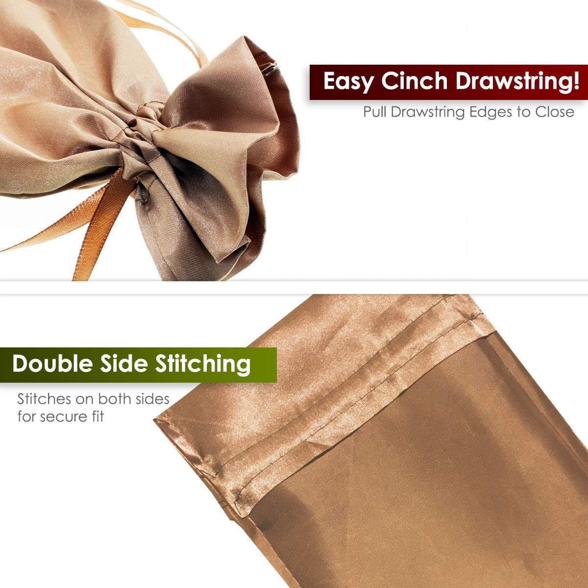 3" x 4" Old Gold Satin Gift Bags, Jewelry Bags, Wedding Favor Drawstring Baby Shower Christmas 50 per Pack