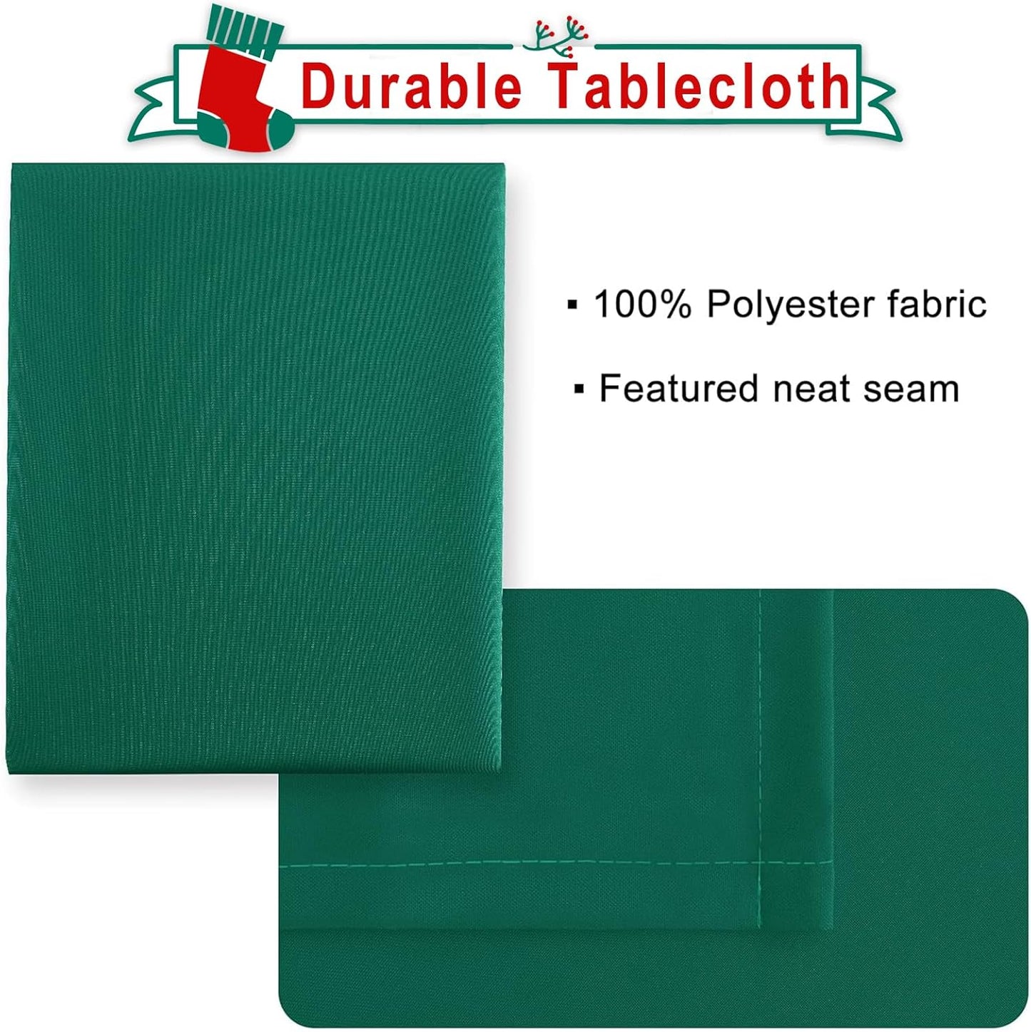 Hiasan Rectangle Tablecloth - Waterproof Wrinkle Resistant and Spillproof Washable Fabric Table Cloth for Dining Room Kitchen, Emerald Green, 60 x 120 Inch