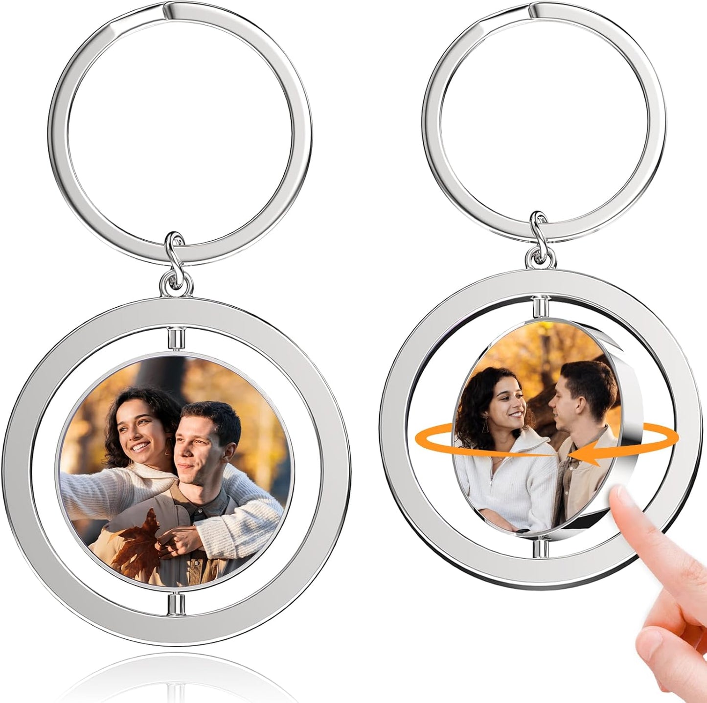 Personalized Custom Keychain with Picture - Turnable Double Sided Colorful Photo Key chains Memorial Gifts for Family Lover