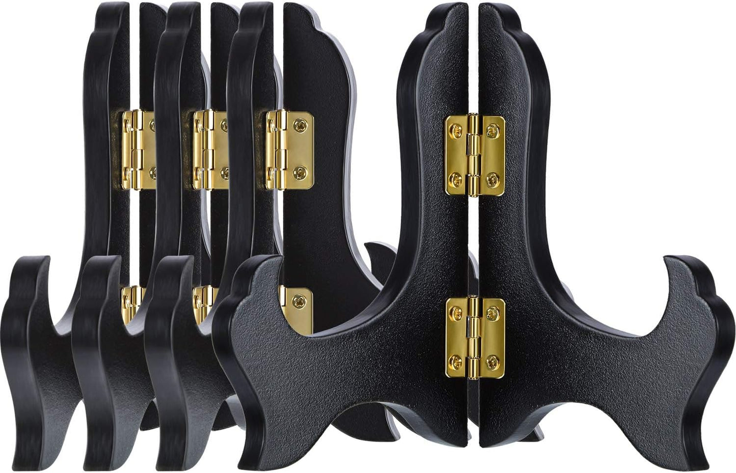 Tatuo 4 Packs Wooden Display Stand Decorative Plate Stands for Display Picture Frame Holder Easels(Black,4 Inch)