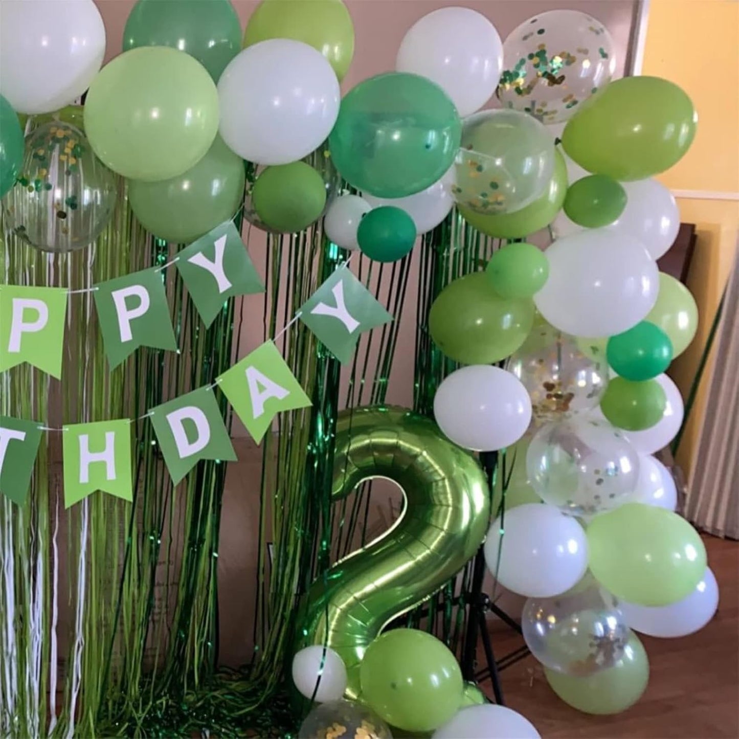 Green Number 5 Balloon for Girls Boys, 40 Inch Large Number 0-9 Foil Mylar Helium Digital Balloons Set for Women Men Jungle Birthday Graduation Anniversary Party Decorations Celebration Supplies