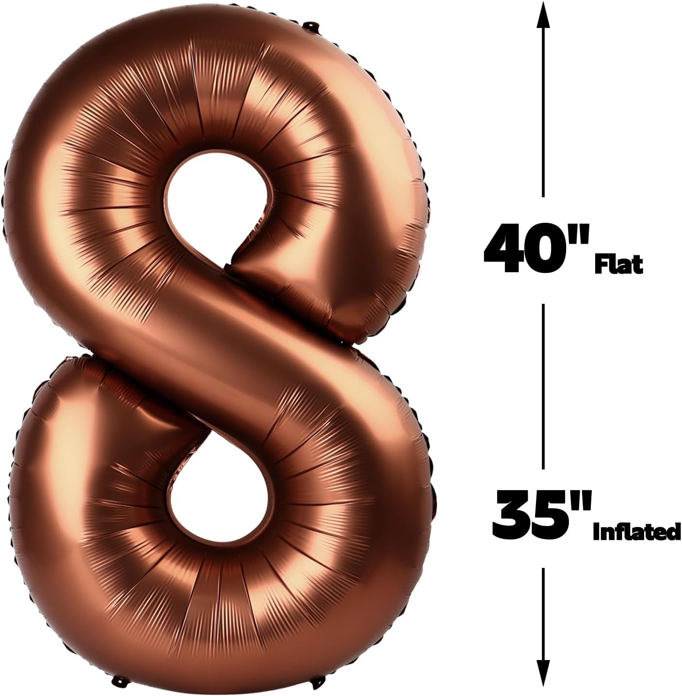 Helium Foil Coffee Brown Number 8 Balloon 40 Inch, Mylar Eight Numbers 8 18 28 38 48 58 80 88 Birthday Balloons, Dark Brown Women Men Anniversary Graduations Party Supplies