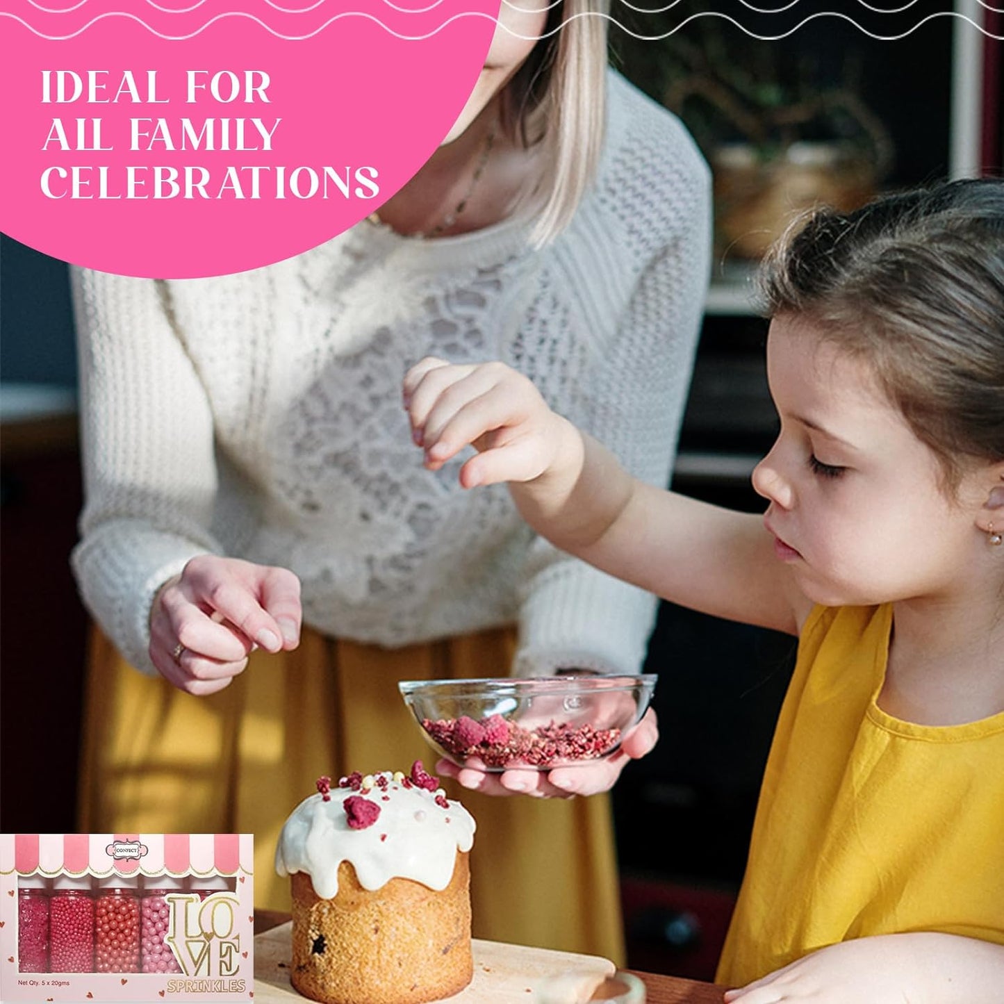 Confect Sprinkles Mix – Enchanted Forest Disco Ball Mashup for Cake & Cupcake Decorating – Assorted Pack of 5 (Hot Pink, Silver, Parrot Green Dragees & White Sparkling Sugar) Palm Oil-Free, No Artificial Dyes - 5 Oz