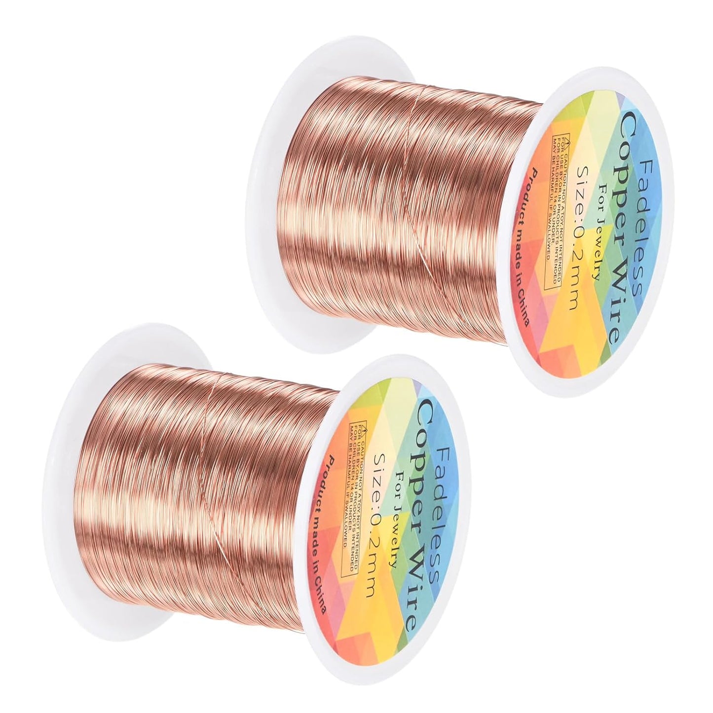 2-Rolls 0.2mm Jewelry Wire, 32 Gauge 328FT Craft Wire Copper Beading Wire for Jewelry Making/Planting/Weaving/DIY Crafting, Soft Metal Wires [100M, Champagne Gold]