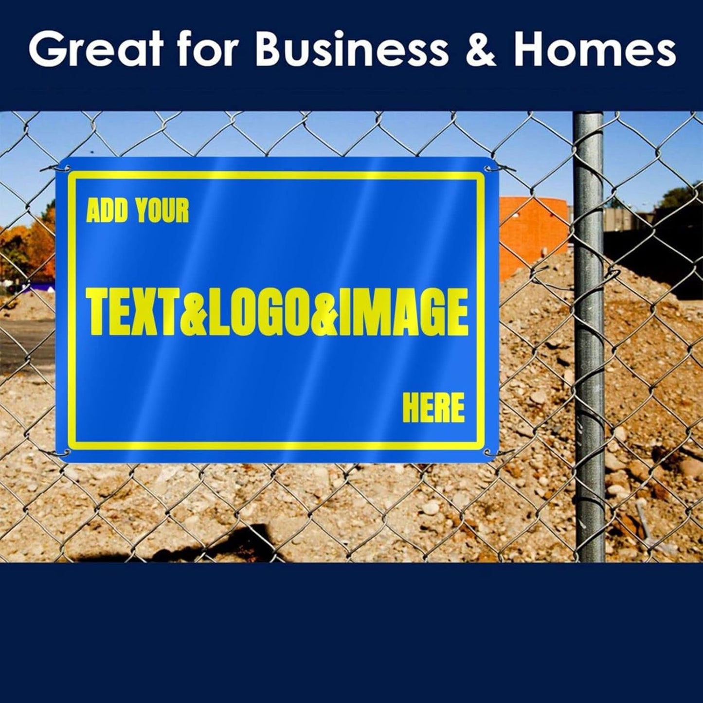 Custom Signs Outdoor Metal Sign - 12 x 8 Customized Personalized Aluminum for Office, Home, Business, Decor, Road Signs, Rust-Proof (Yellow Text Box)