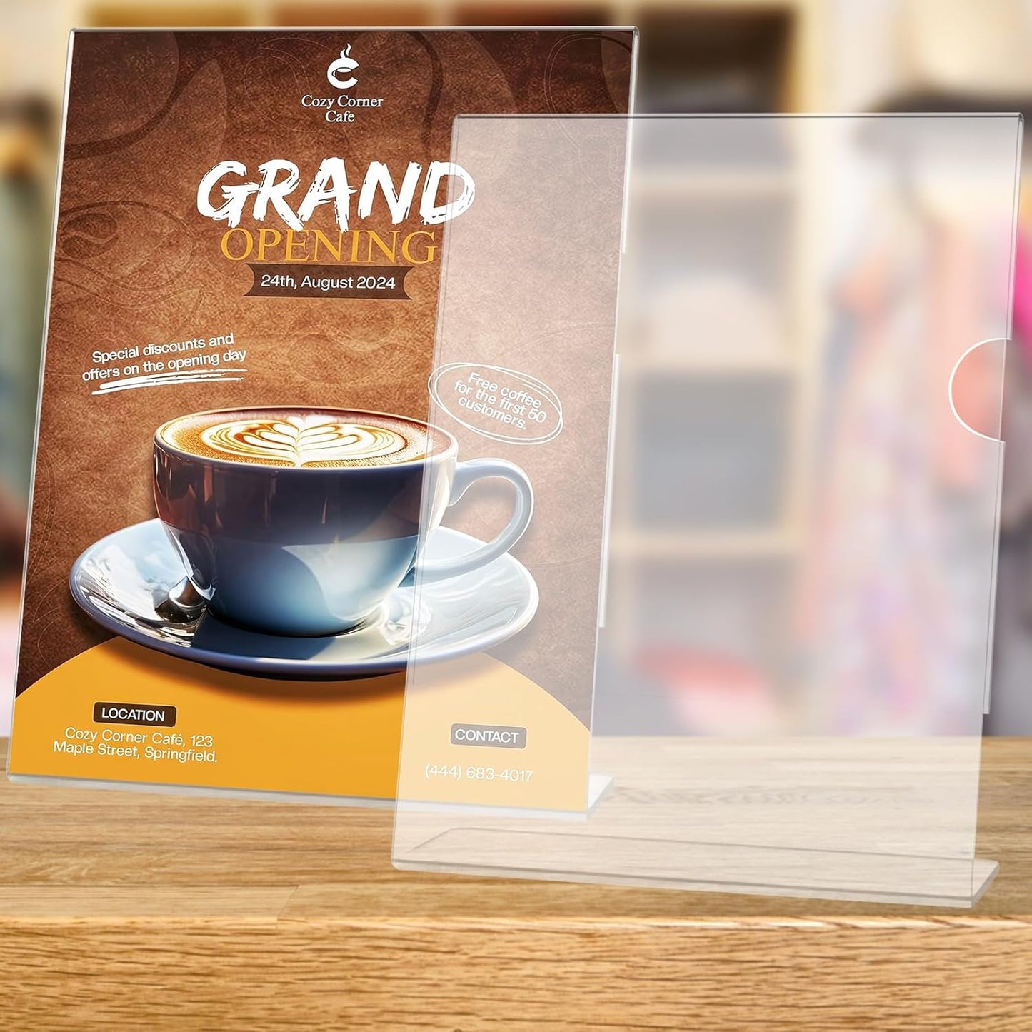 10 Pack Acrylic Sign Holder 4 x 6, L-Shape Clear Plastic Display Stand for Tabletop, Acrylic Stands for Flyers, Table Paper Holder, Vertical Sign Holder 4x6 for Restaurants, Office and School (Slant 10 Pack 4x6)