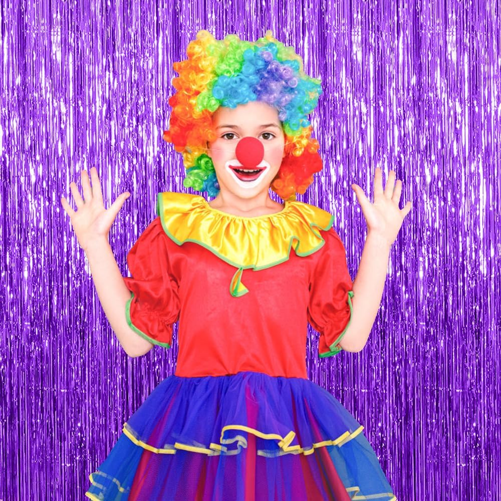 2 Pack Foil Curtain Backdrop Purple Metallic Tinsel Foil Fringe Curtains Photo Booth Props for Birthday Wedding Engagement Baby Shower Bachelorette Christmas Holiday Celebration Party Decorations