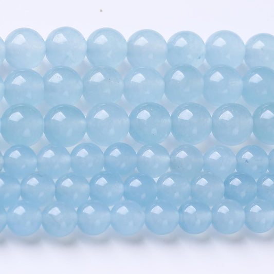 Ice Blue Chalcedony Stone Beads Gemstone Round Crystal Energy Jade Beads Stone Beads for Jewelry Making DIY Bracelet Necklace Jewelry Making 1 Strand 15.5inch 31PCS 12MM