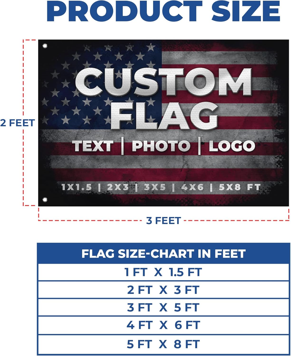 Custom Flagg_New by DreamController 1'x1.5' to 5'x8' with Business Logo, Image or Text | Personalized Outdoor Flags Banner with Grommets for Advertising, Events | Made in USA | Fast delivery | HD
