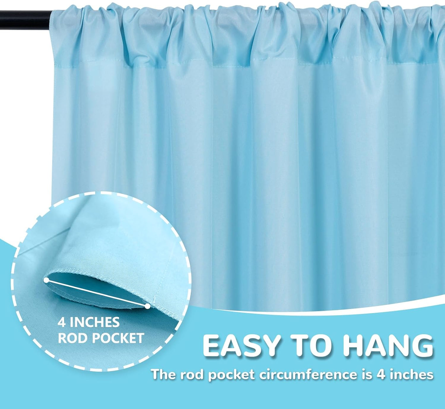 MEETSKY Baby Blue Backdrop Curtain for Baby Shower Parties Light Blue Photo Curtains Backdrop Drapes Fabric Decoration for Boys Teens Men Birthday Party Photography 5ft x 7ft,2 Panels