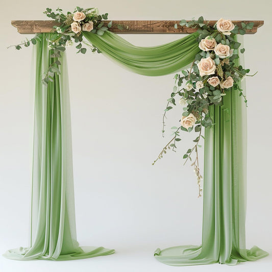 Wokceer Wedding Arch Draping 28.7" x 20FT Sage Green Sheer Fabric Backdrop for Ceremony, Birthday Party, Bridal Shower Decoration