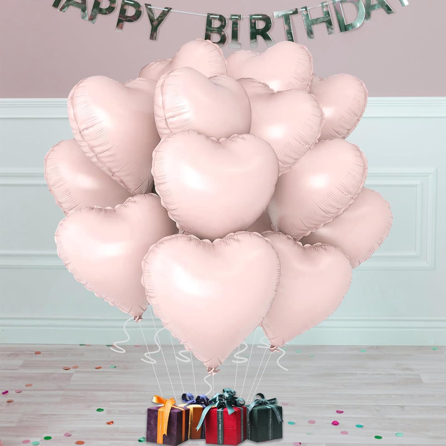 Pink Heart Ballloons,18 Inch Pastel Pink Foil Love Heart Shaped Balloons 12Pcs Baby Pink love balloon for Anniversary Wedding Engagement Birthday Party Baby Shower Decorations