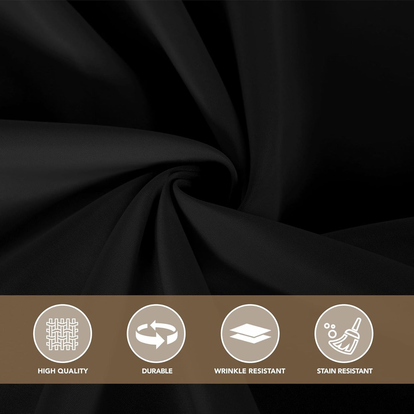 sancua Black Square Tablecloths 70x70 Inch - Fabric Table Cloth for Square or Round Tables, Washable Polyester Table Cover for Outdoor Party, Birthday, Decorative Display Tables