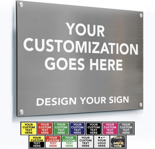Custom Metal Signs, Personalized Aluminum, Customized Safety, Business Signs, Waterproof Outdoor, White Aluminum (Gray, 7x7 In)