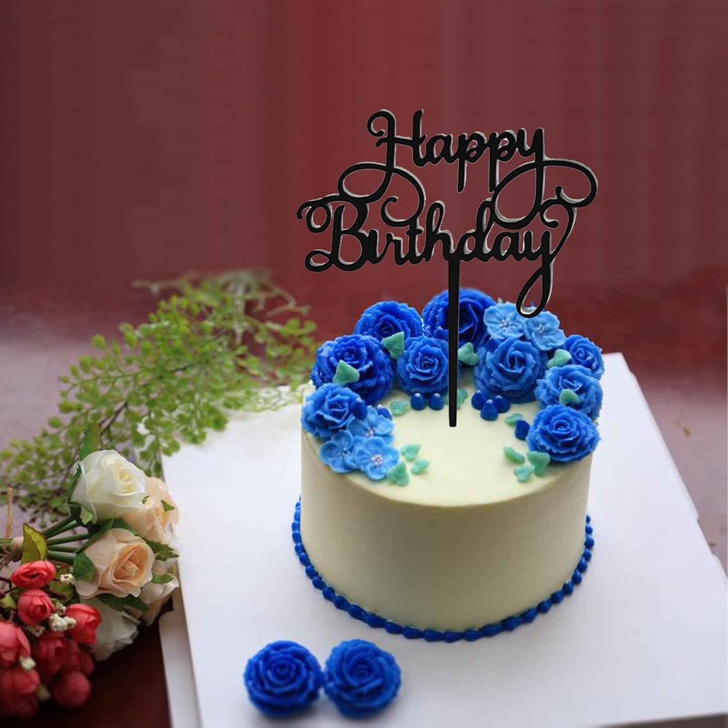 12 Pack Multi Styles Birthday Cake Topper Set, Acrylic Cake Bunting Decor Birthday Cake Picks Party Decorations Supplies(Pink)