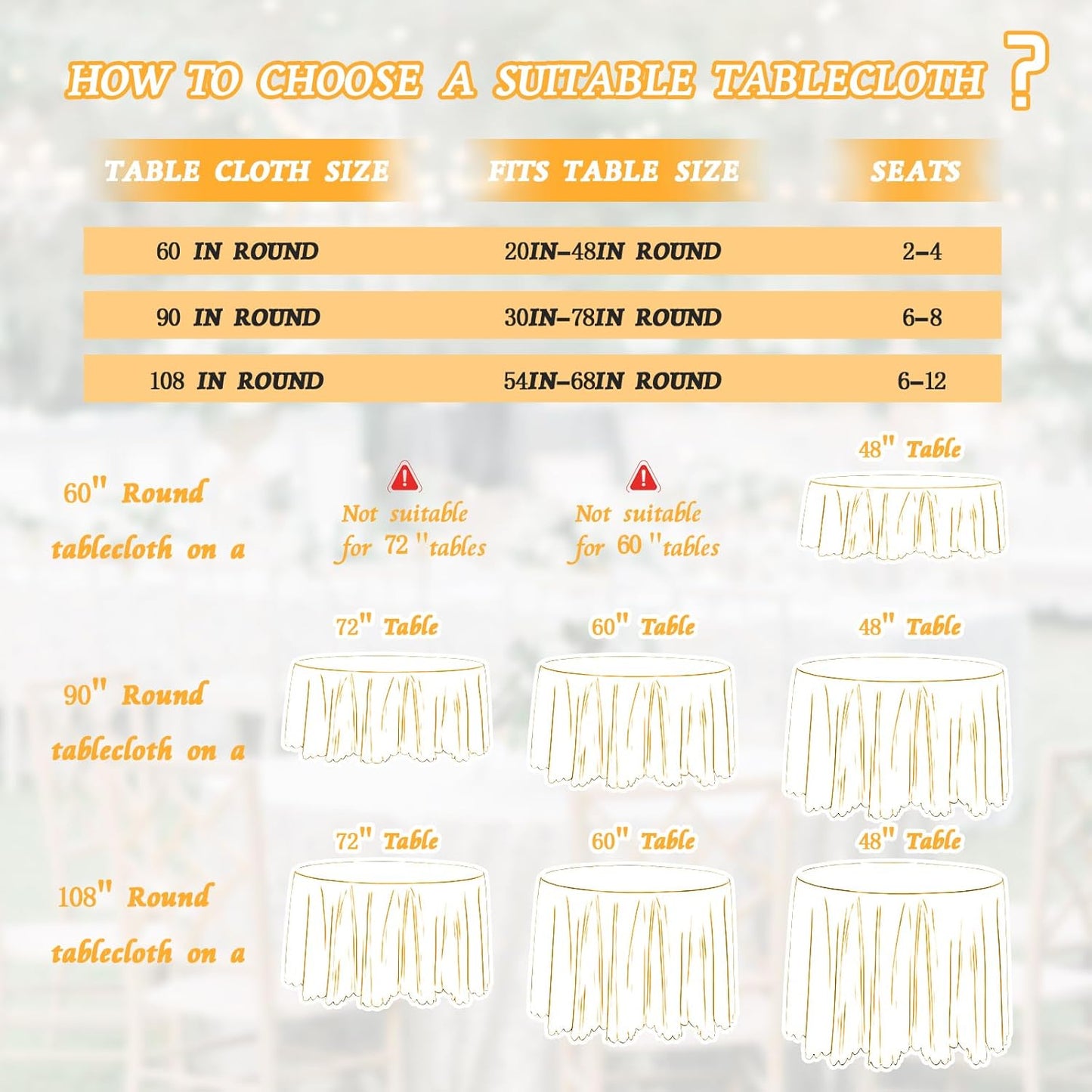 KKJIAF 1 Pack 108 Inch Round Table Cloth, Gold Overlay Round Satin Table Cover, Silky Satin Dining Tablecloths for Wedding Buffet Parties Banquet Decoration