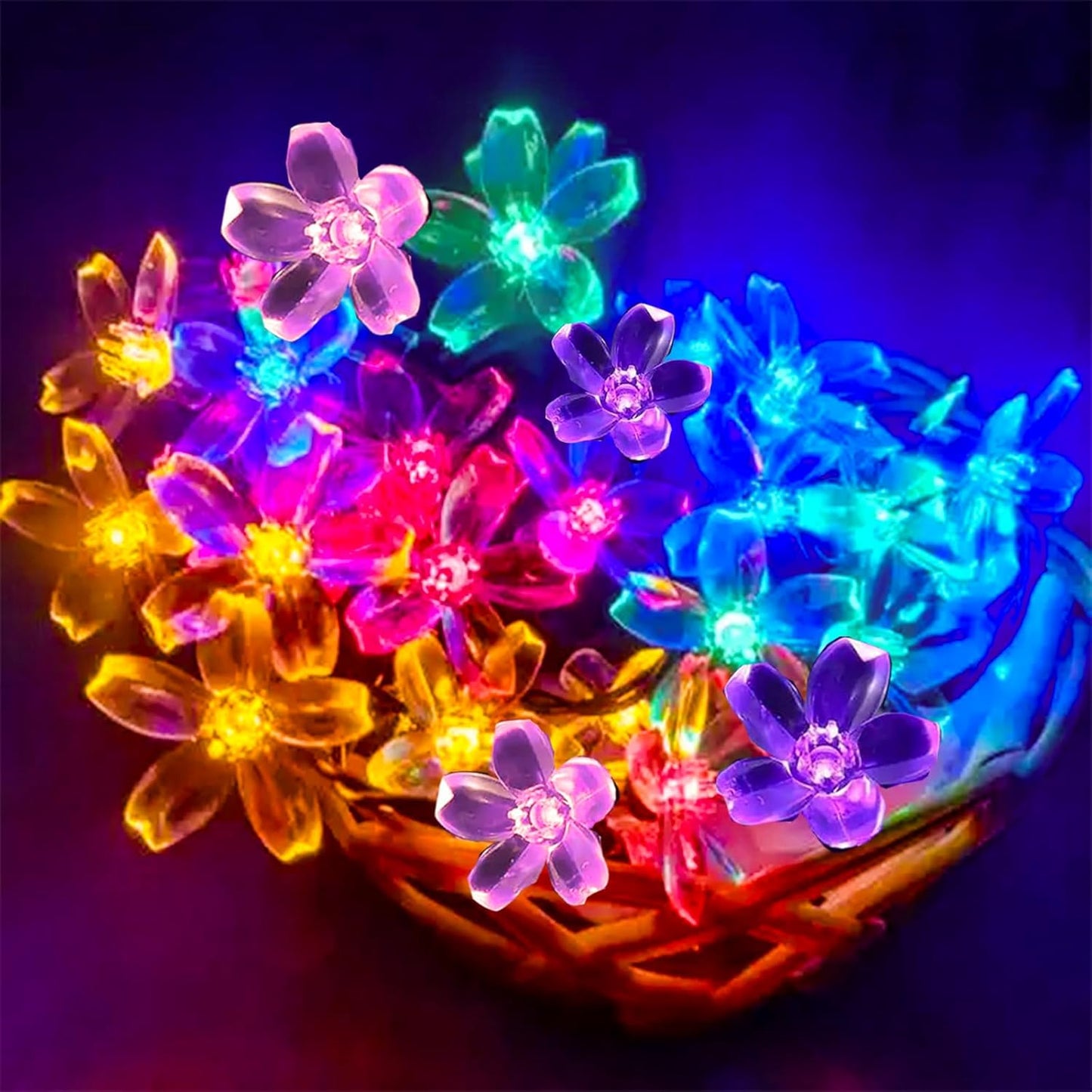 Battery Operated and USB Plug in Fairy Flower String Lights, 10ft 30 LED Cherry Blossom 8 Modes Timer Indoor Bedroom Party Wedding Garden Christmas Easter Tree Hanging Decorations (Multi Colored)
