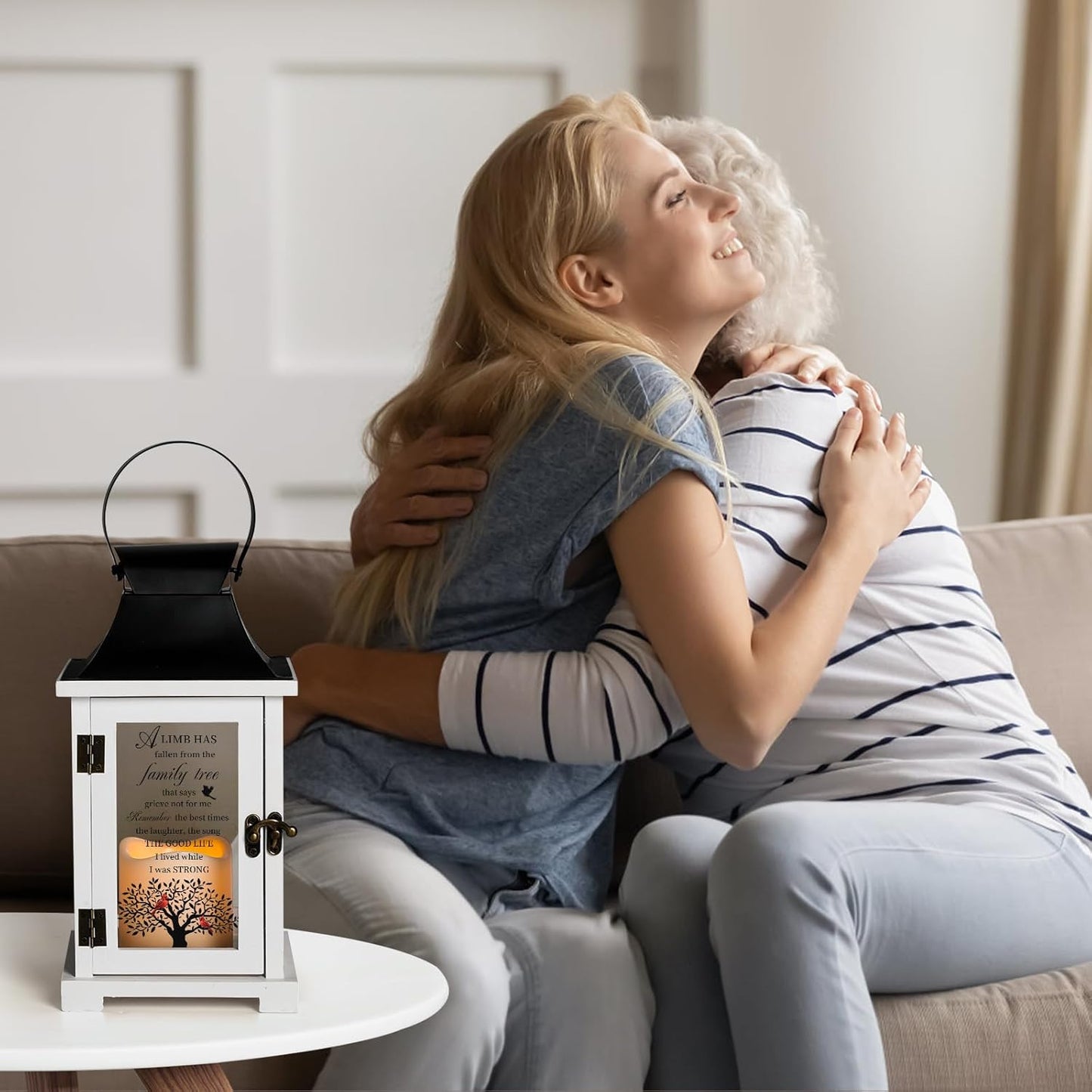 Memorial Lantern, Bereavement Sympathy Gifts for Loss of Loved One Mother Father, Bereavement Gifts Thoughtful Funeral Gifts in Memory of Loved One with LED Candle