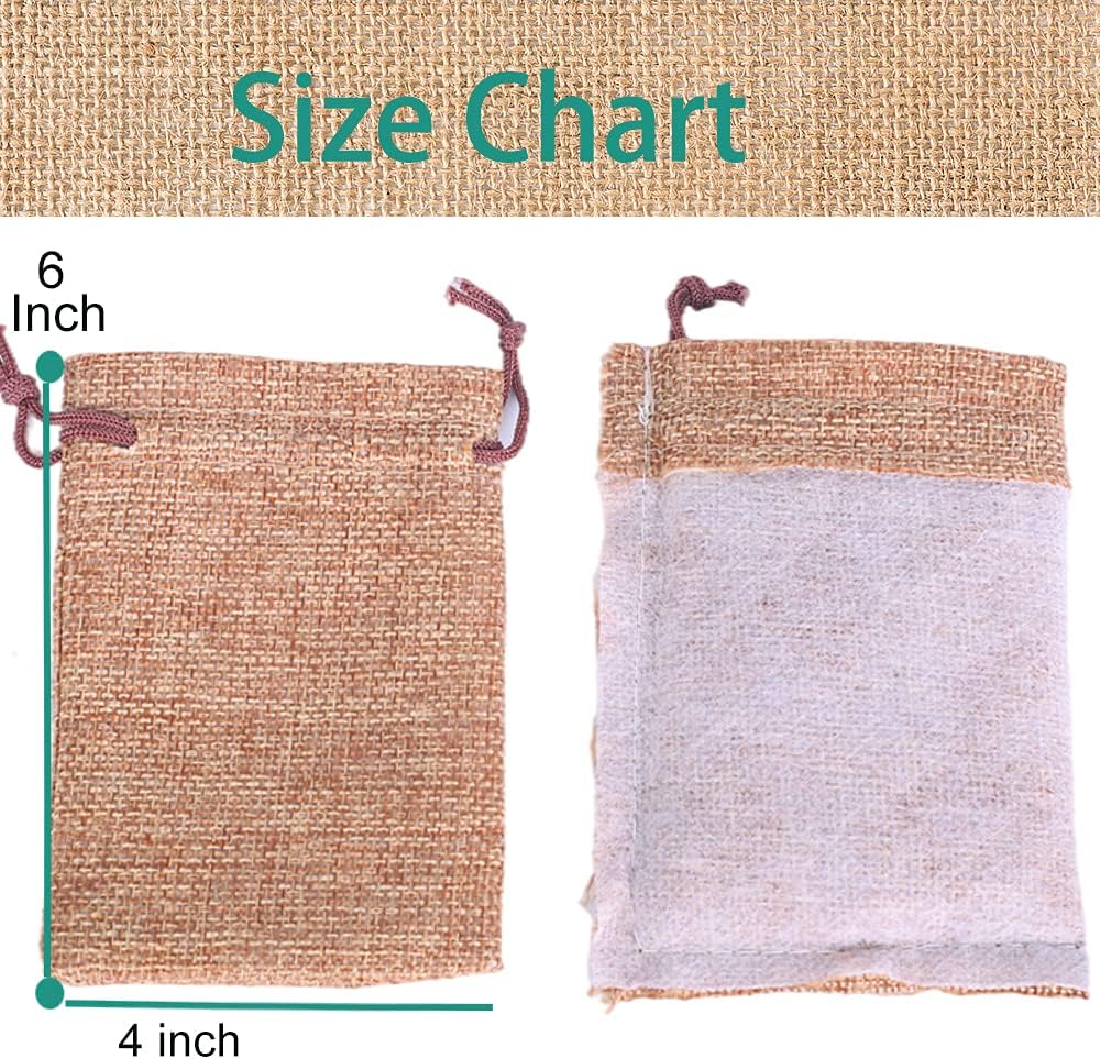 LYSXP 50PCS Burlap Bags with Drawstring，4x6 Inch Drawstring Gift Bag Jewelry Pouches for Wedding Party Favors, DIY Craft Christmas Presents
