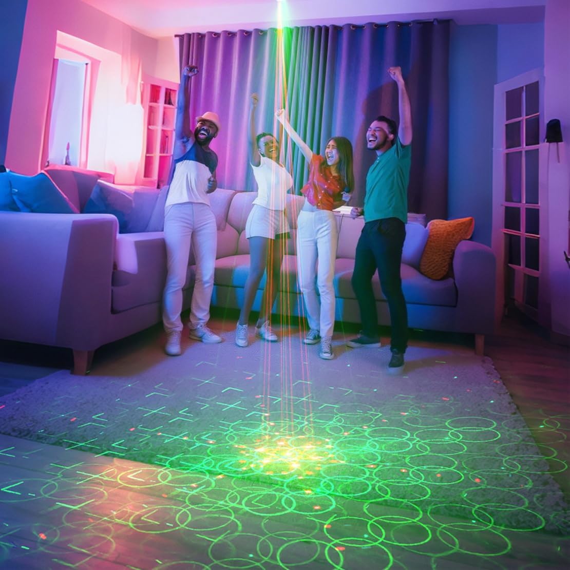 Mini Laser Light Patterns Projector, Party Lights Dj Disco Lights, Sound Activated with Remote Control for Car Parties Decorations, Gift for Adult (3.2 * 3 * 2.3 inchs)