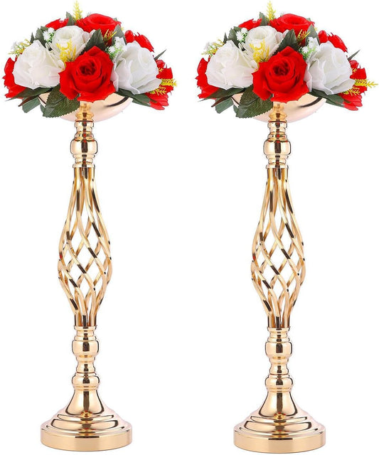 2 Pcs Wedding Centerpieces for Reception Tables, Twist Candleholders Stands Ornaments, Metal Centerpieces Flower Vase for Wedding Party Dinner Event Hotel Home Decor