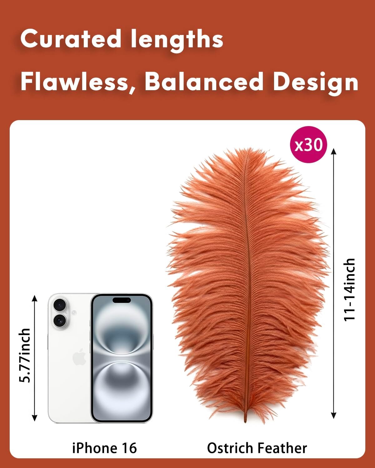 NEWONG 30pcs Brown Ostrich Feathers Natural Bulk 11-14inch(28-35cm) Vase Craft Wedding Home Party Centerpieces Christmas Day Decoration