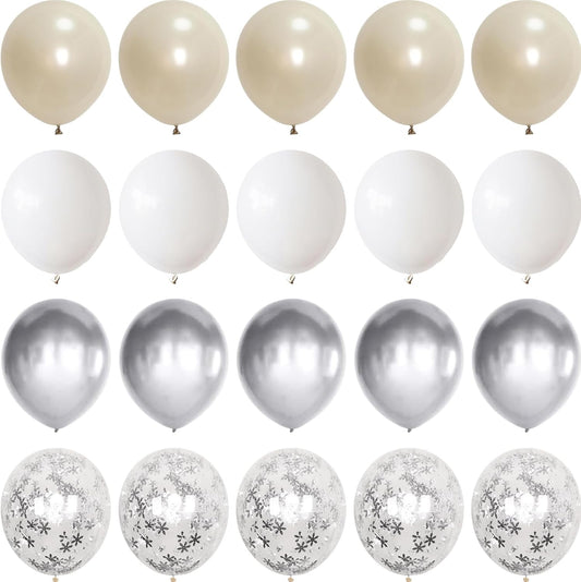 Winter Wonderland Balloons, Pearl White Snowflakes for Ice Wonderland Christmas Baby Shower Princess Theme Birthday Party Decorations Supplies