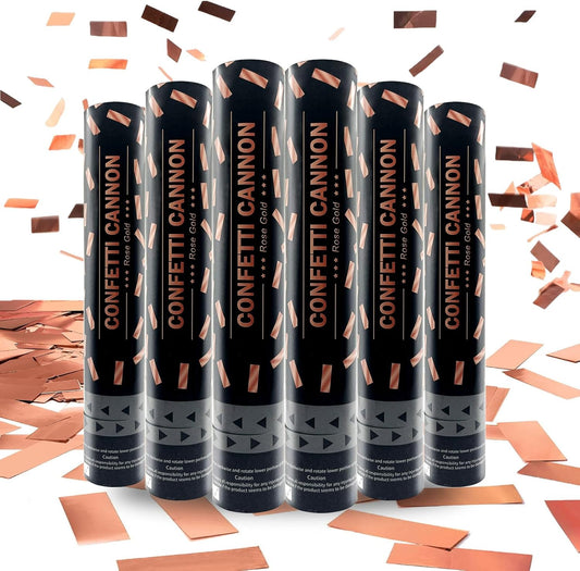 6 Pack Rose Gold Confetti Poppers, 12 Inch Confetti Cannon Party Poppers Shooters for Gender Reveal, Birthday, Wedding, Graduation, Anniversary, Parties, Christmas, New Year's Eve