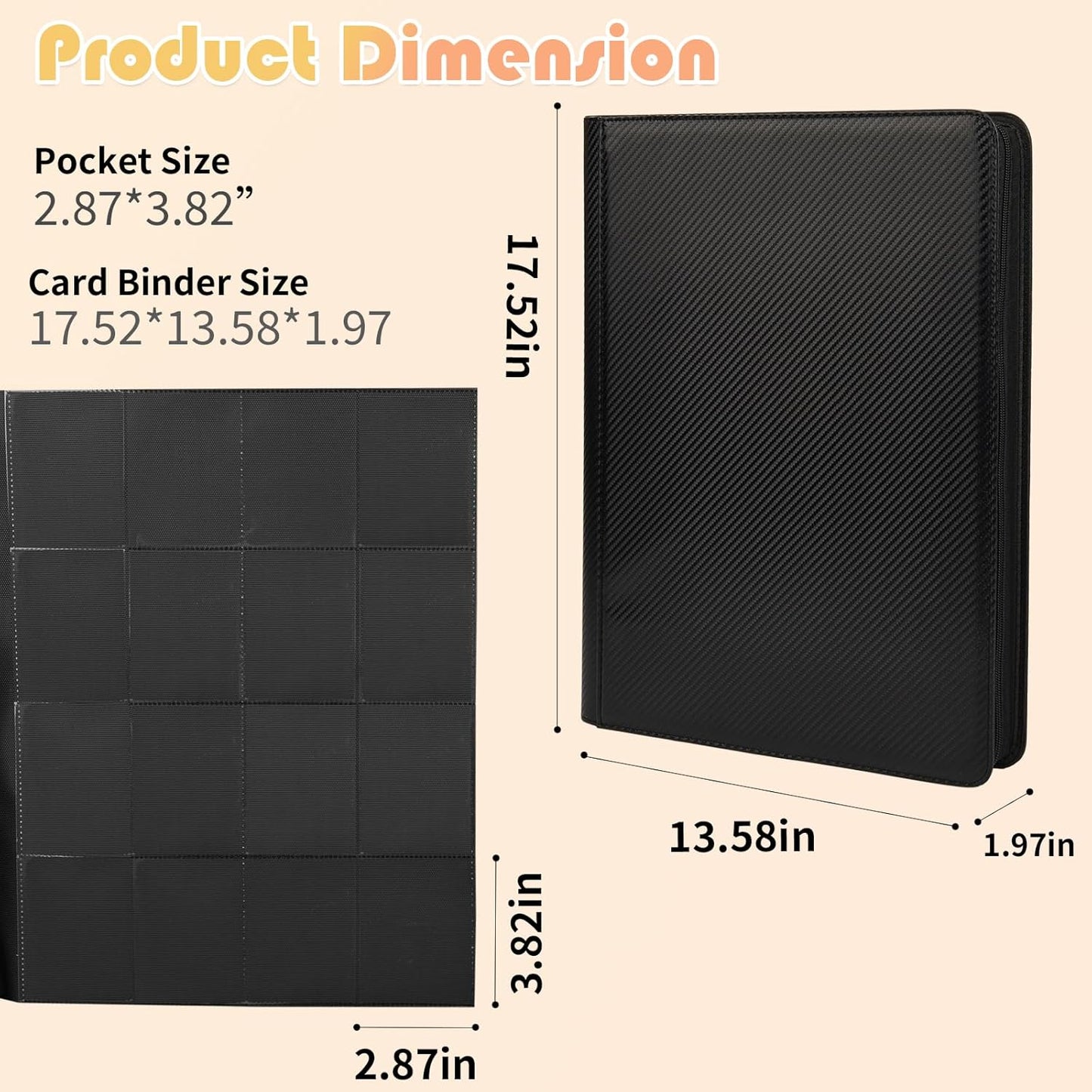 Premium 1000+ Pockets Trading Card Binder, 16-Pocket Ringless Side-Loading Album for TCG, MTG, Lorcana, Sports & Standard-Size Cards (Black1)