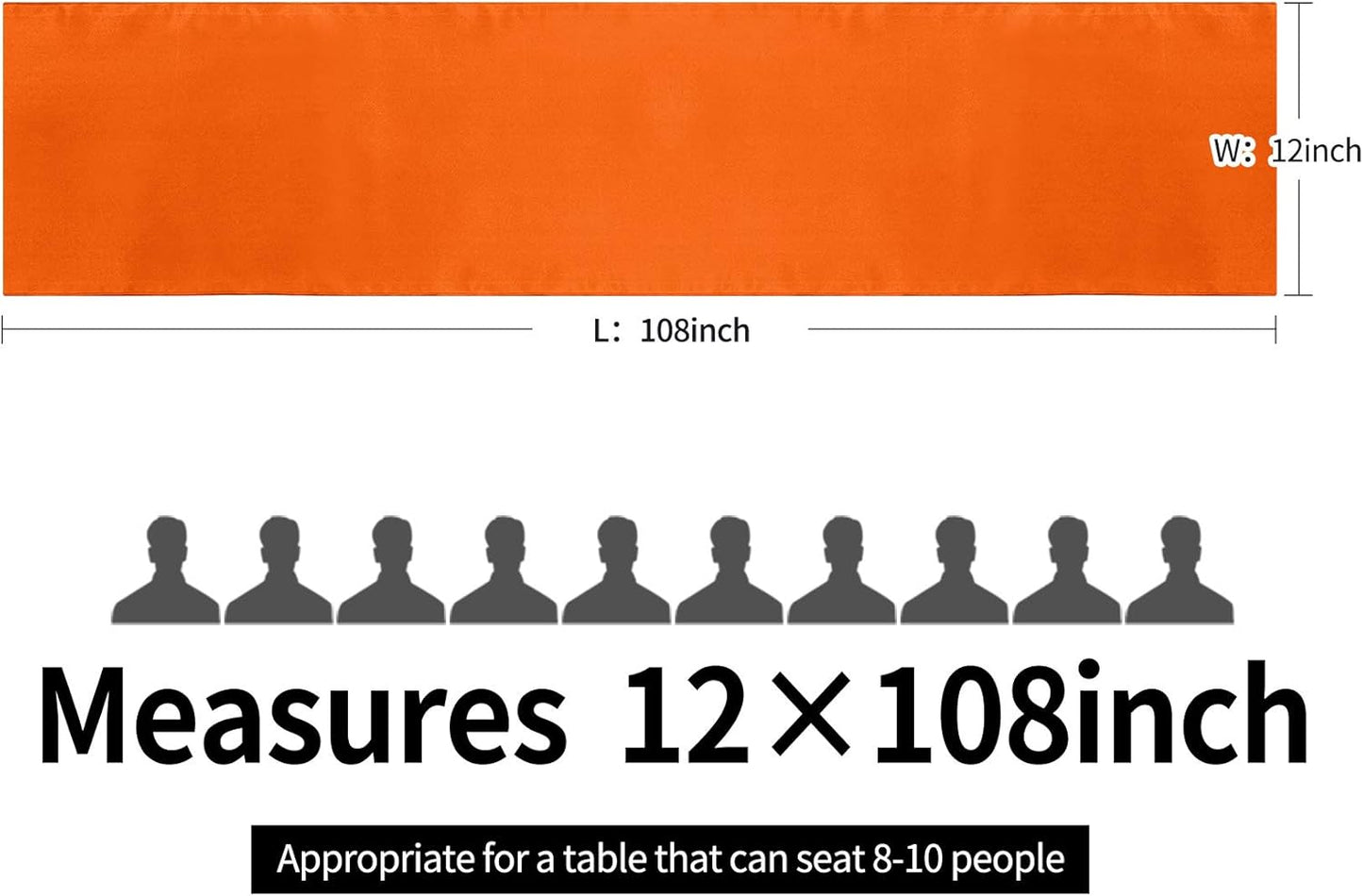 10-Pack Satin Table Runner Orange 12 x 108 inches Long, Table Runners for Wedding, Birthday Parties, Banquets Decorations（10 Pack, 12x108 Inch, Orange）