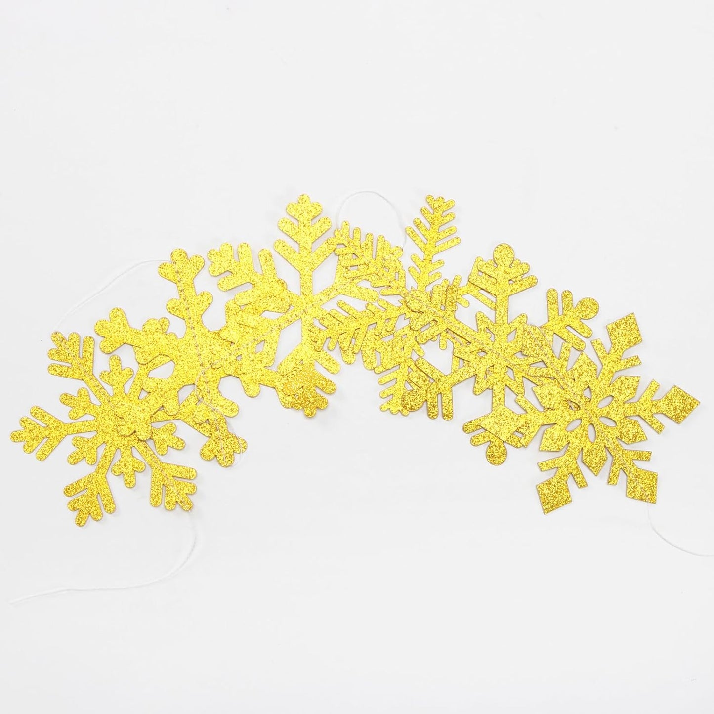 Gold Snowflake-Snow Christmas Party-Decorations Garland - 6pcs Winter Girl Boy Birthday New Year Hanging Decoration Streamers Banner, Wonderland Party Supplies Decor Panduola
