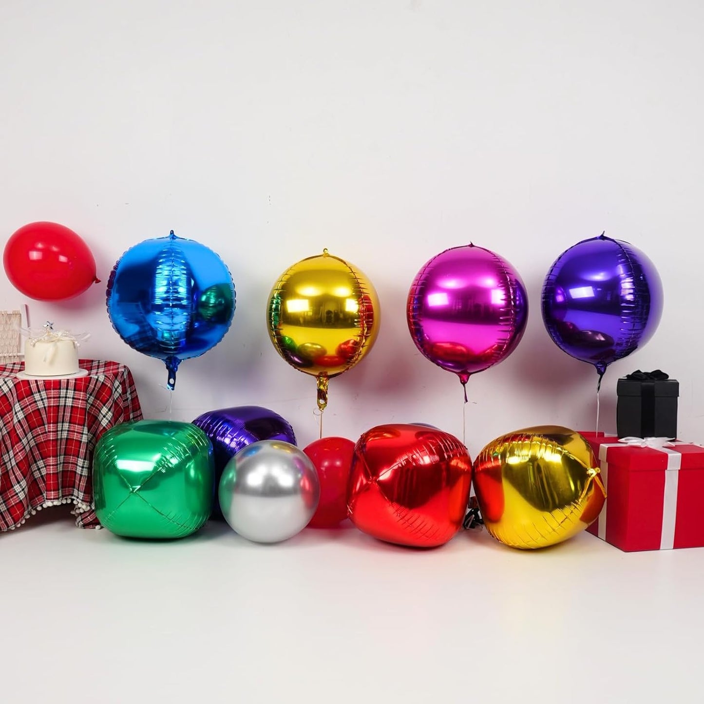 6Pcs Colorful Round Foil Balloons,Giant 4D Round Ball Balloon,22 Inch Large Balloons for Birthday Wedding Baby Shower Anniversary Engagement Party Decorations