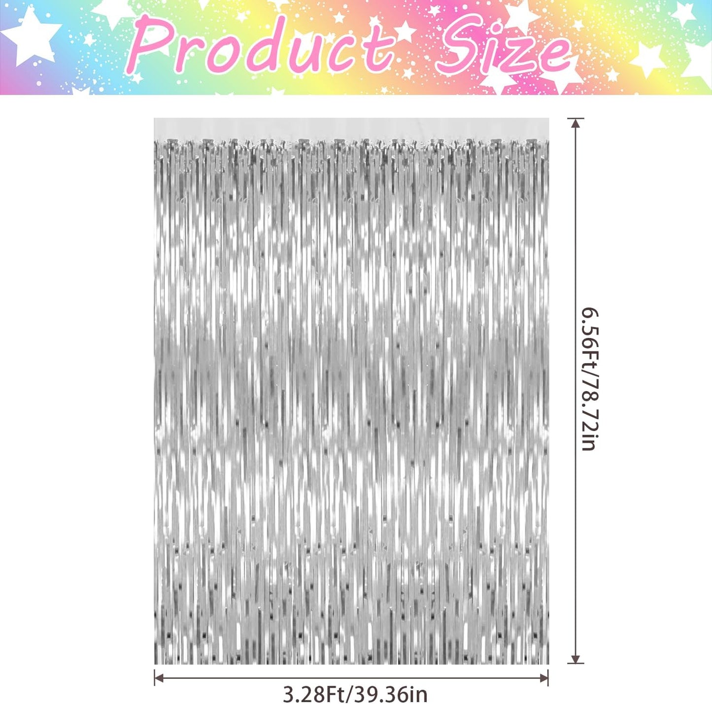 5 Pack Silver Backdrop Curtain Party Decorations Foil Fringe Backdrop Silver Tinsel Streamers Birthday Bachelorette New Year Christmas Wedding Baby Shower Disco Party Decorations