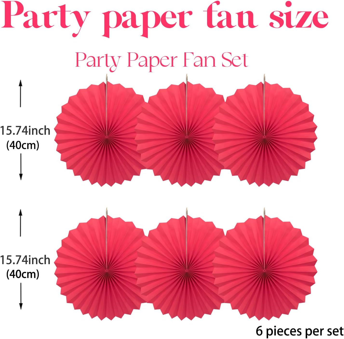 Red Birthday Decorations,DIY Red Paper Fans Hanging Decoration ,Party Supplies Party Fans 16in, Wedding Graduation Events Accessories 30 Color DIY Set （Red）