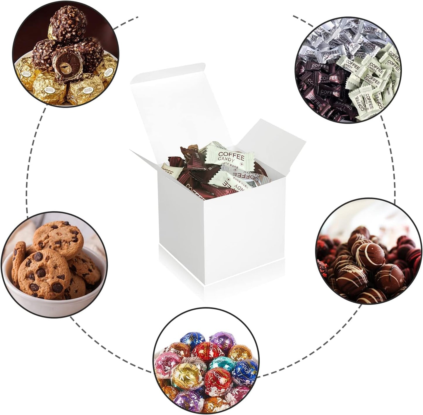 50 Pack Small Gift Boxes, 2x2x2 Favor Boxes White Paper Gift Boxes with Lids for Presents, Crafting, Cupcake Boxes, Gifts, Candy Boxes for Wedding Party Bridal Shower Baby Shower Favors