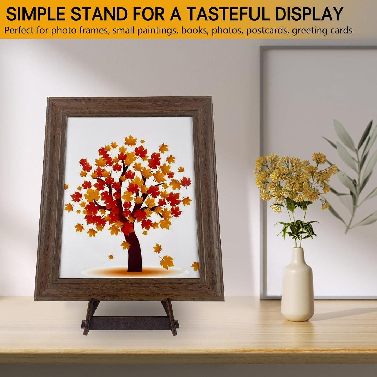 6 Inch Wooden Display Stand, Plate Holder for Picture Frame, Book, Plaque, Easel and Decorative Display (2 Pack)