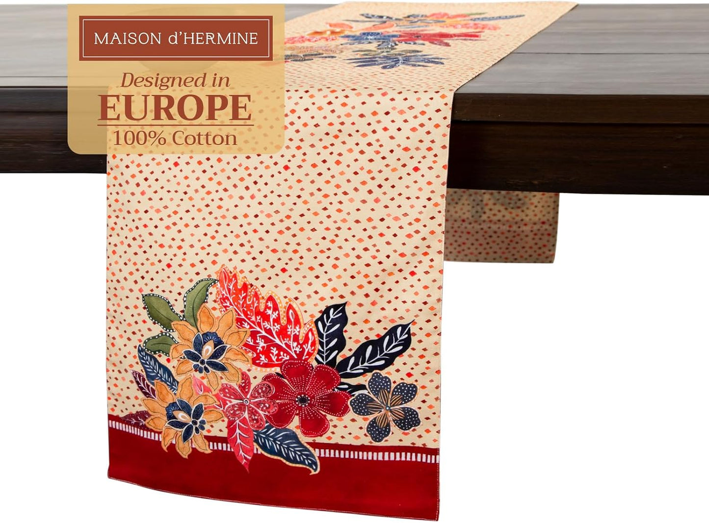 Maison d' Hermine Table Runner 100% Cotton Double Layer Table Runners 72 inches Long for Thanksgiving Christmas Decorations Home Kitchen Dining Party Wedding (Kalahari, 14.5" x 72")