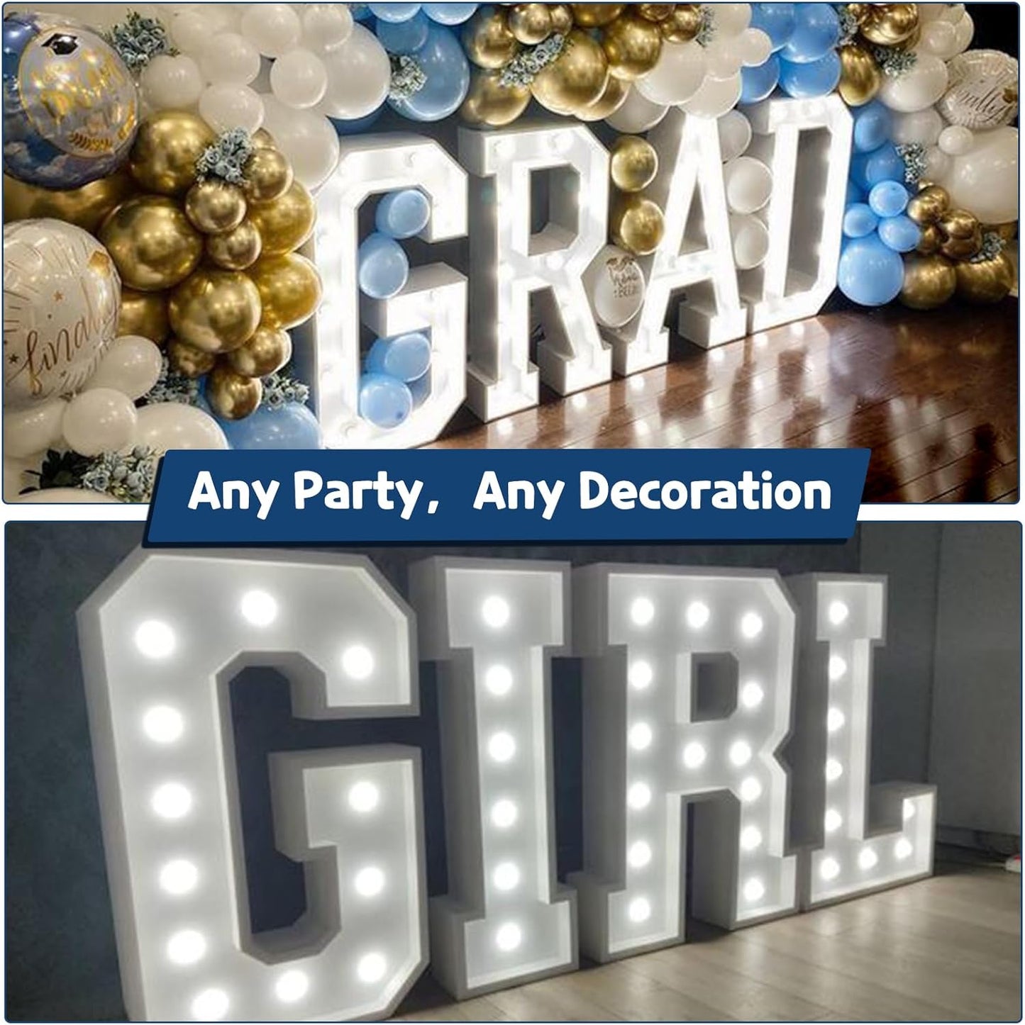 Marquee Letters 4 Feet Tall Large Light Up Letters Baby Shower Decorations Wedding Engagement Proposal White Party Decorations Marry Me Mr and Mrs Sign Big Cardboard Backdrop R