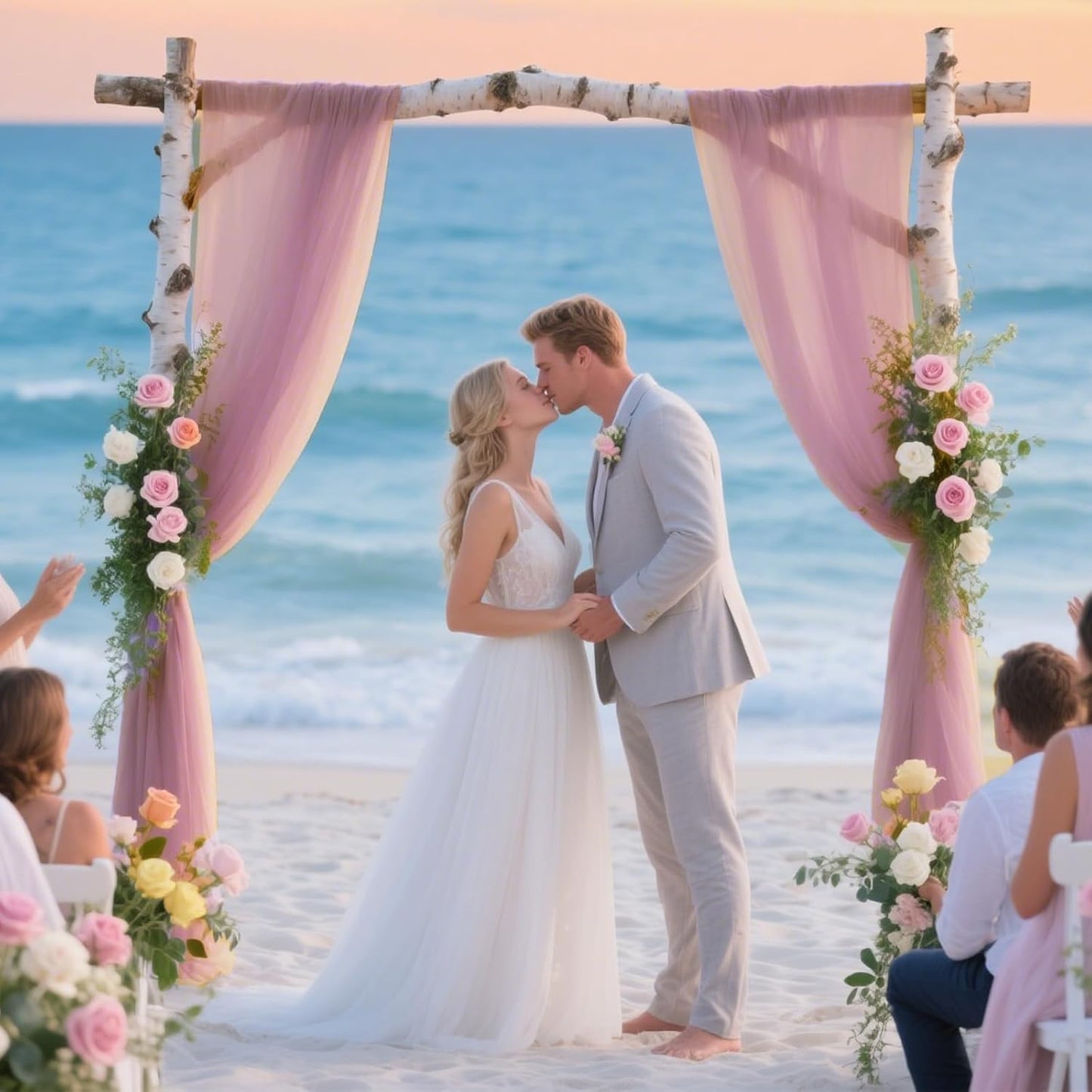 VOK Wedding Arch Draping Fabric Chiffon Fabric, 29in x 18Ft Sheer Chiffon Outdoor Curtain for Wedding Ceremony Birthday Party Decoration (Dusty Rose,1 Panel)