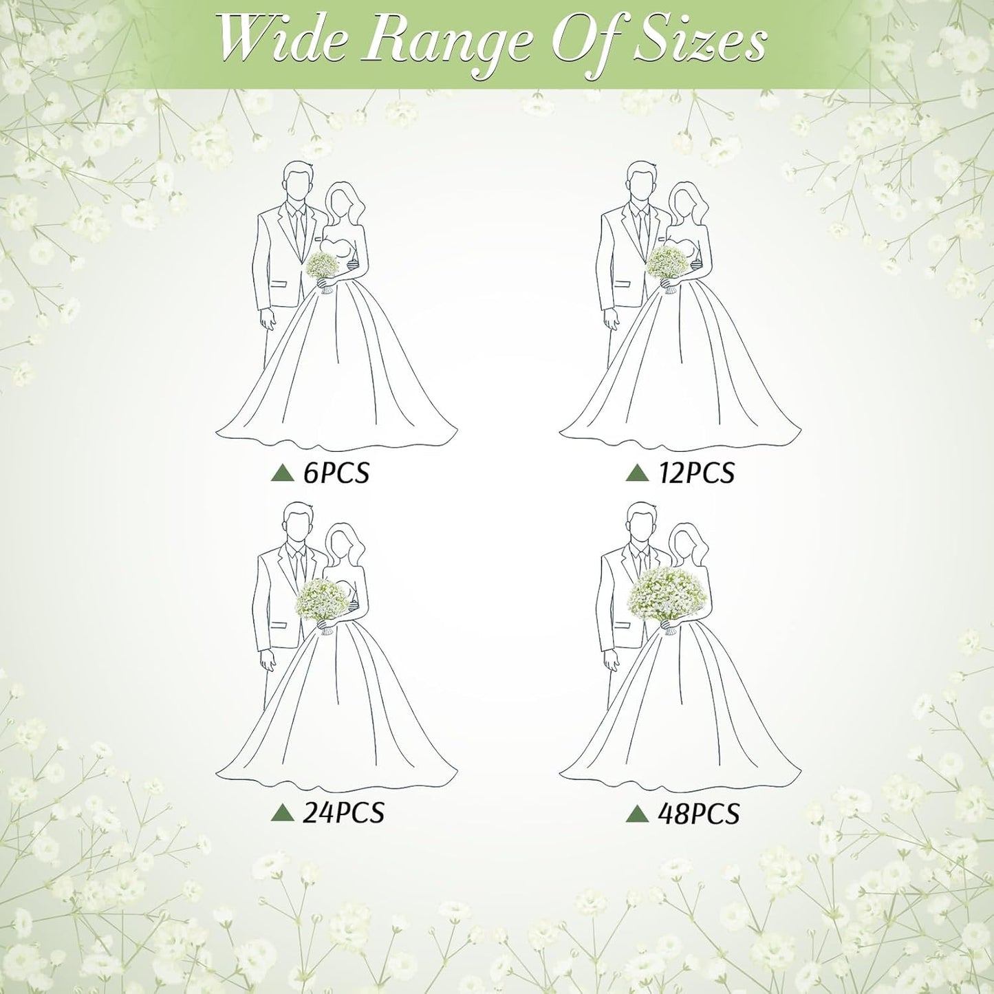 Babys Breath Artificial Flowers, Real Touch Babys Breath Flowers Artificial Bulk for Wedding Decor, White Fake Flowers for Party Home Garden Decor (48, White)